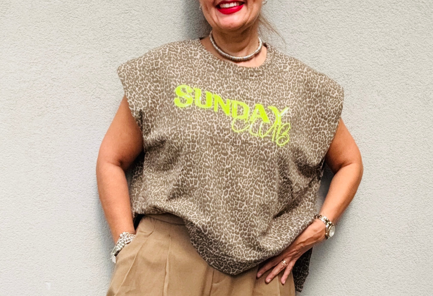Sweat sans manches léopard