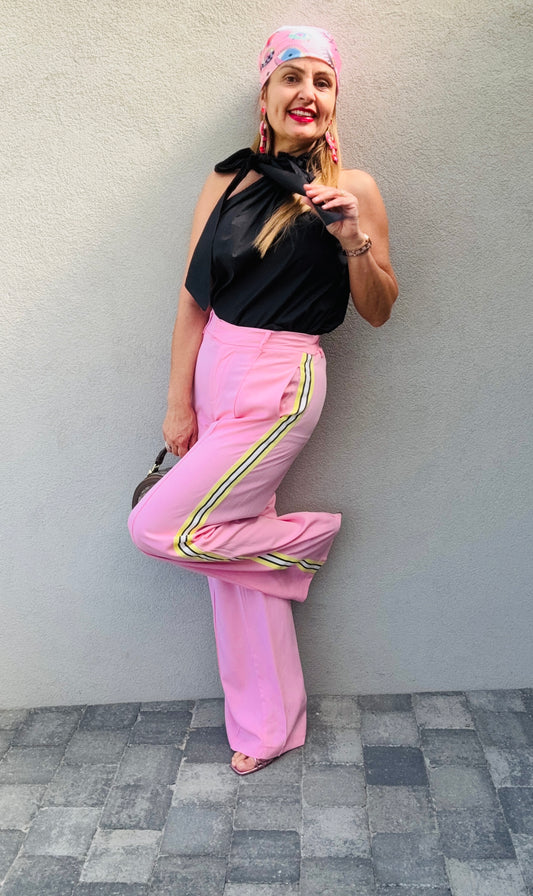 Pantalon bande latérale jaune