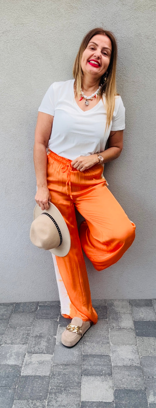 Pantalon orange satin
