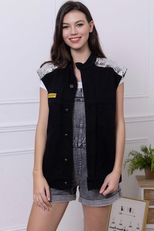 Veste sans manches à sequins